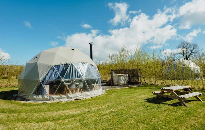 sustainable glamping domes in Wales